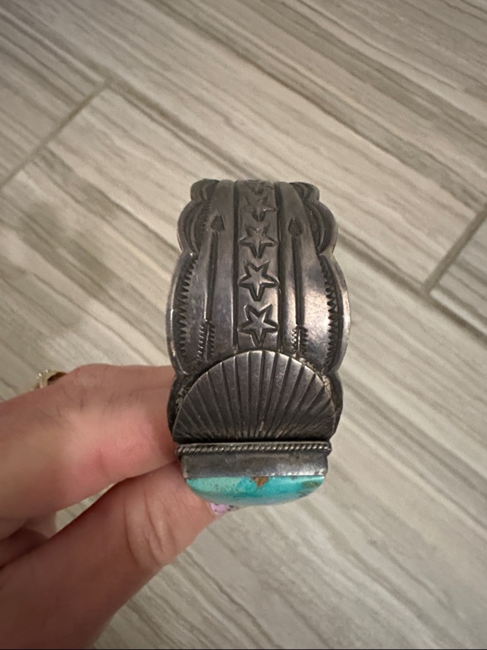 Gary Reeves Vintage Sterling Silver and Turquoise Cuff - Picture 3 of 15